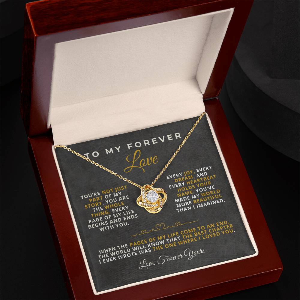 To My Forever Love Romantic Message Card with Love Knot Necklace