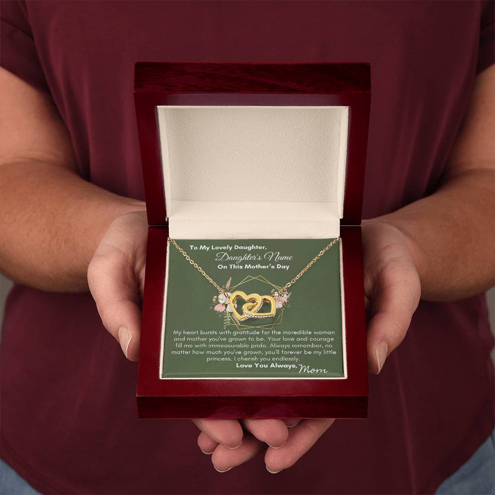 To Daughter - You'll Always Be My Little Princes| Interlocking Hearts Necklace