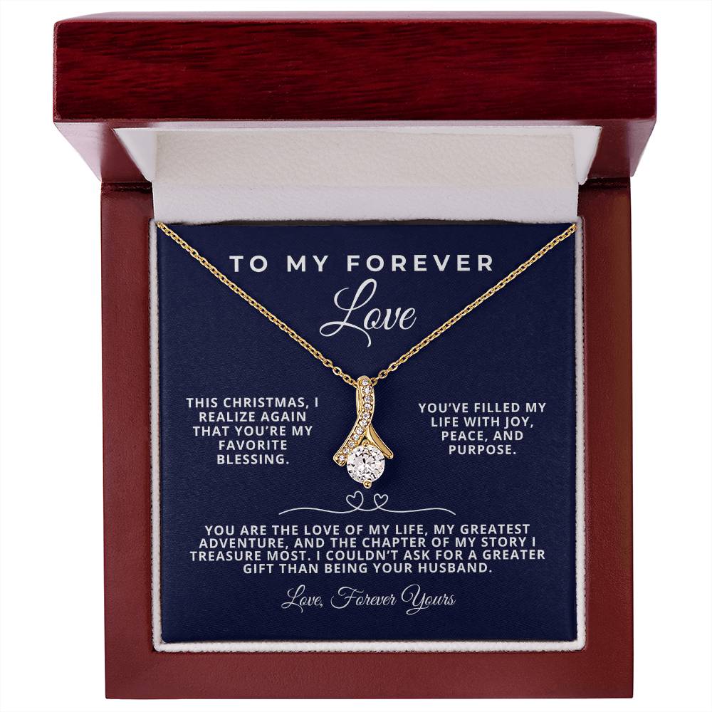 Romantic Christmas Gift For Wife From Husband, mahogany jewelry box, yellow gold, alluring beauty necklace