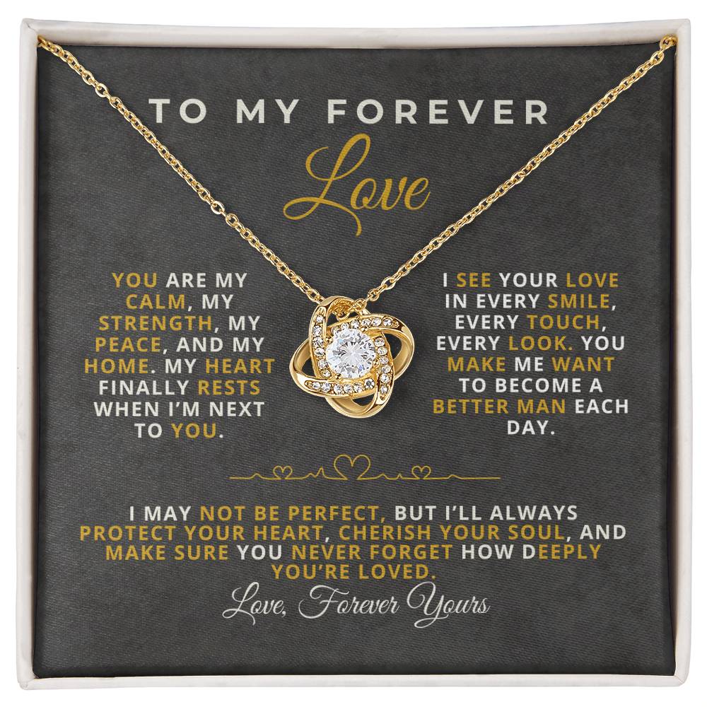 To My Forever Love Romantic Message Card with Love Knot Necklace