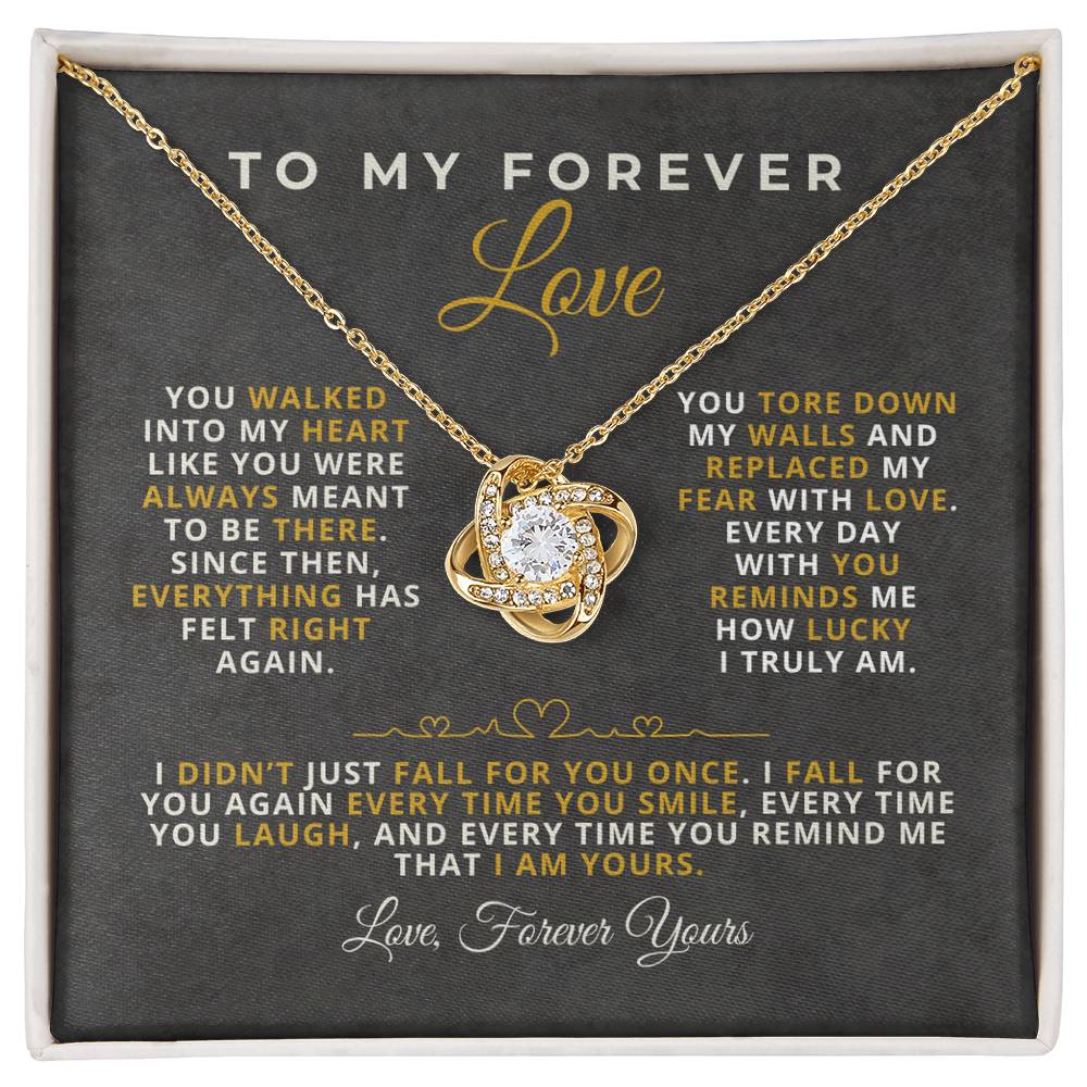 To My Forever Love Romantic Message Card with Love Knot Necklace