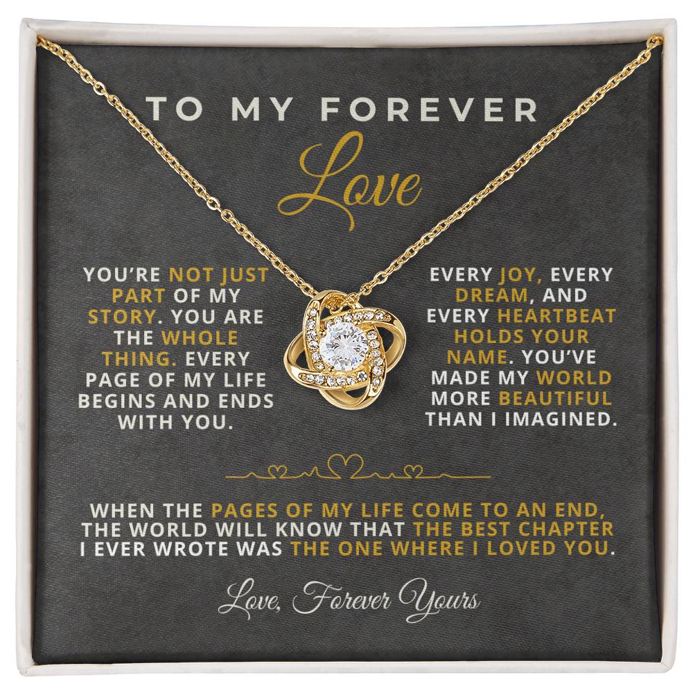 To My Forever Love Romantic Message Card with Love Knot Necklace