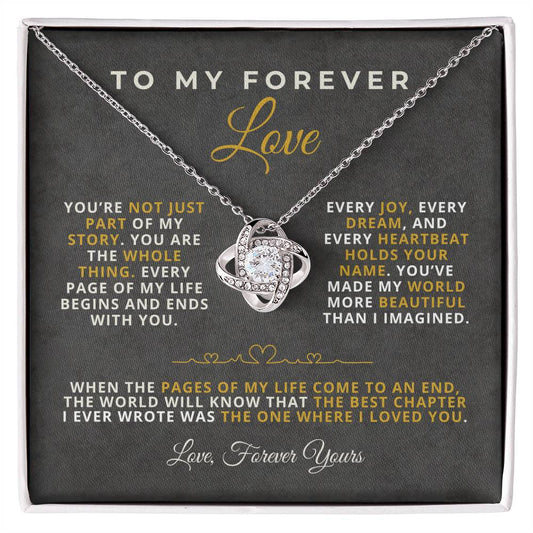 To My Forever Love Romantic Message Card with Love Knot Necklace