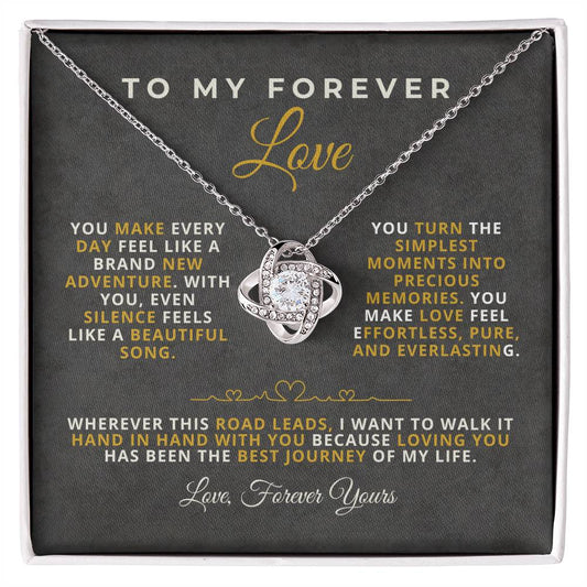 To My Forever Love Romantic Message Card with Love Knot Necklace