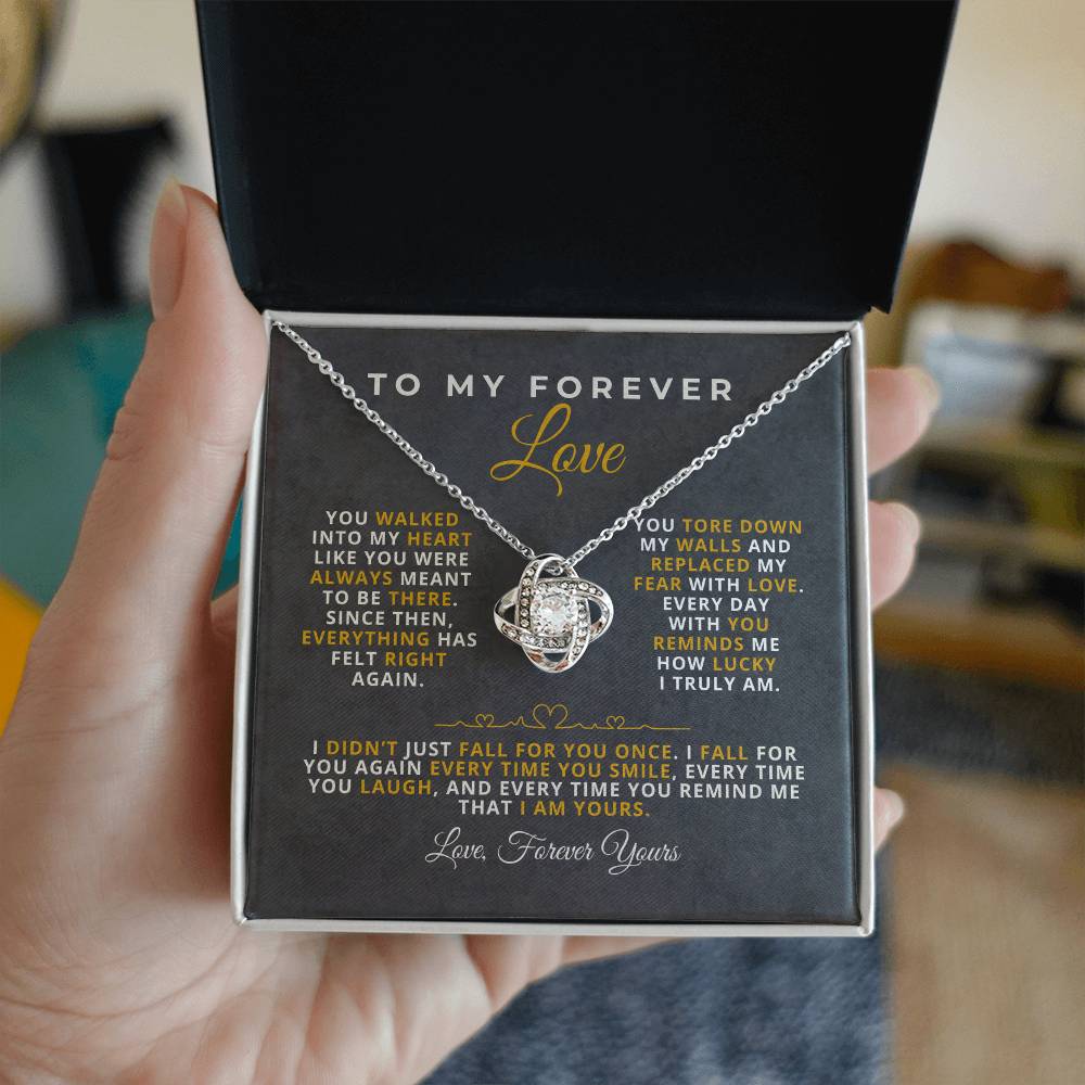 To My Forever Love Romantic Message Card with Love Knot Necklace