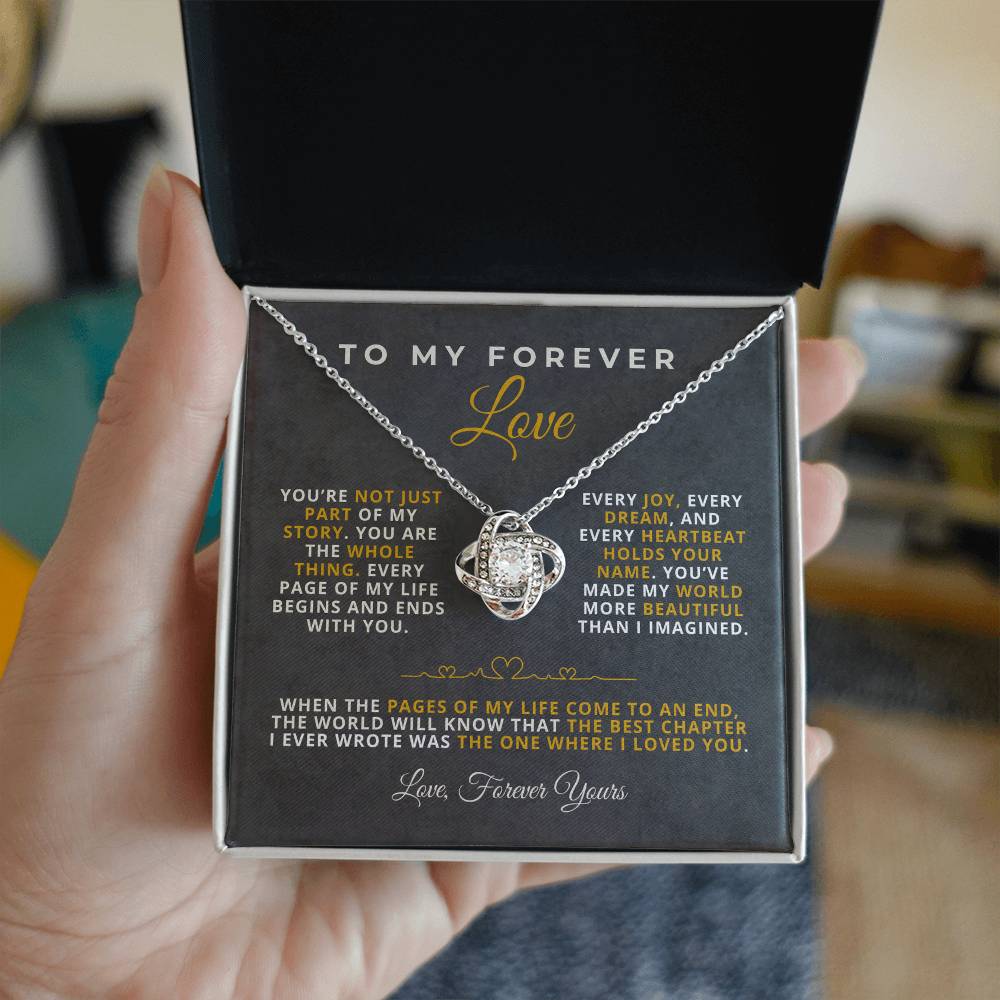 To My Forever Love Romantic Message Card with Love Knot Necklace