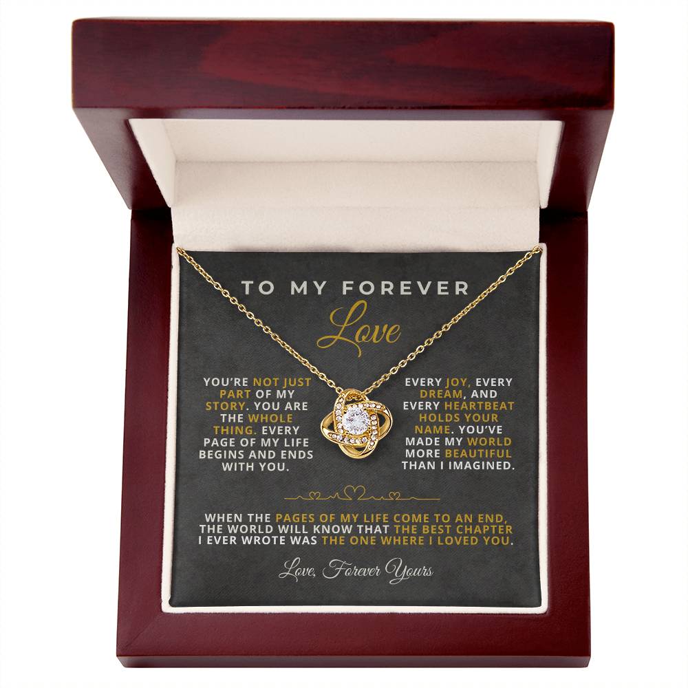 To My Forever Love Romantic Message Card with Love Knot Necklace