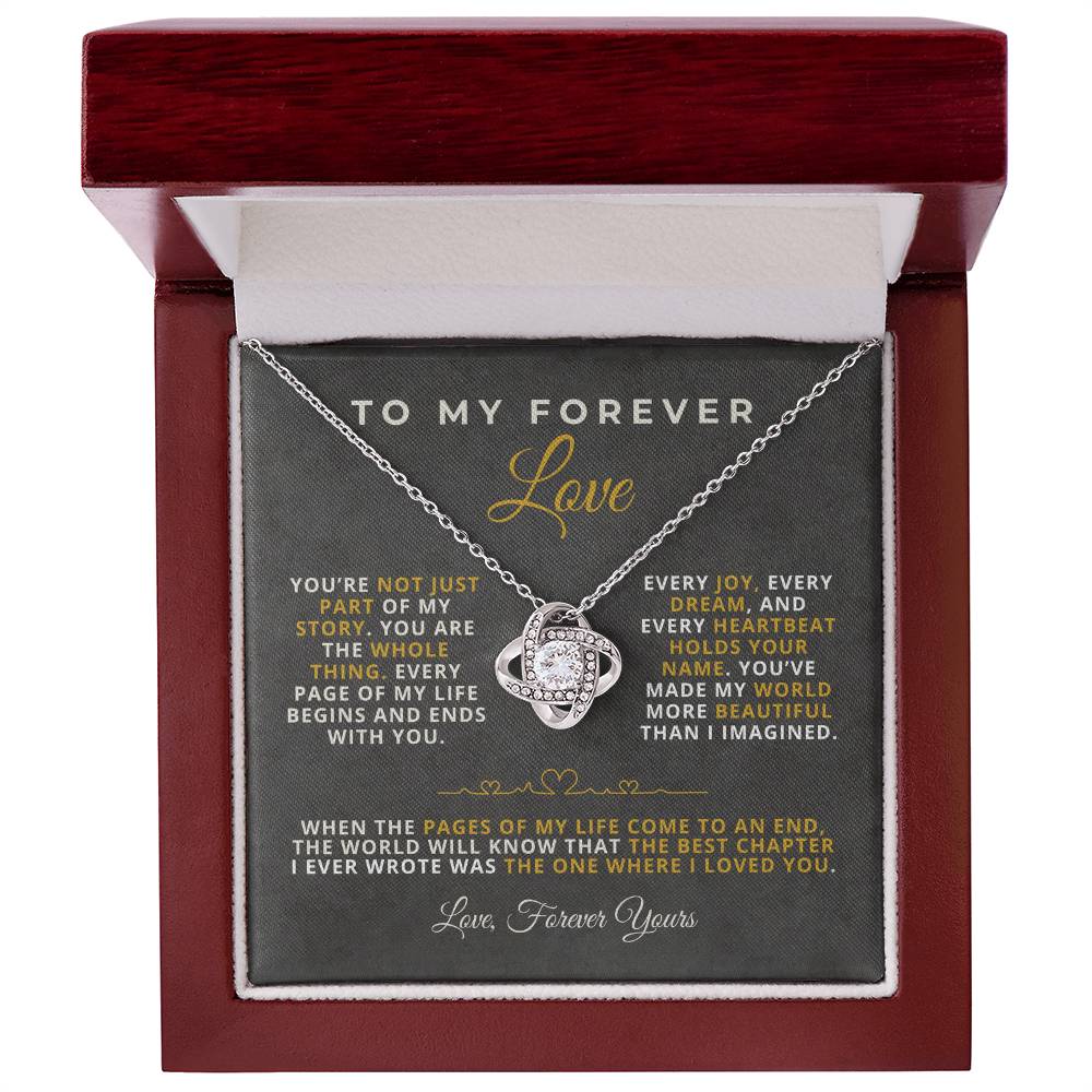 To My Forever Love Romantic Message Card with Love Knot Necklace