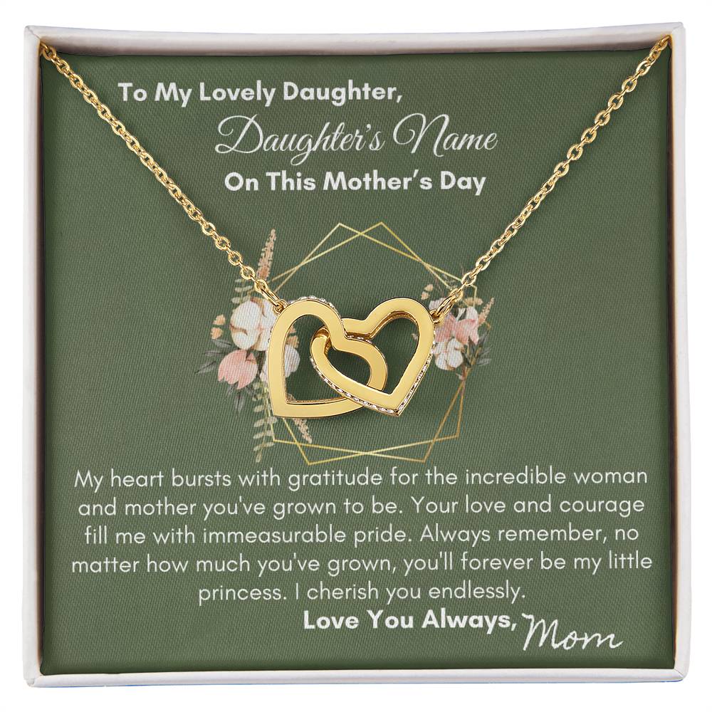 To Daughter - You'll Always Be My Little Princes| Interlocking Hearts Necklace
