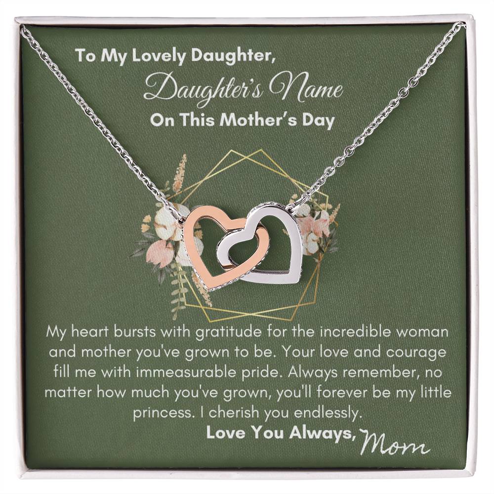 To Daughter - You'll Always Be My Little Princes| Interlocking Hearts Necklace