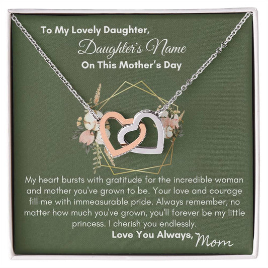 To Daughter - You'll Always Be My Little Princes| Interlocking Hearts Necklace