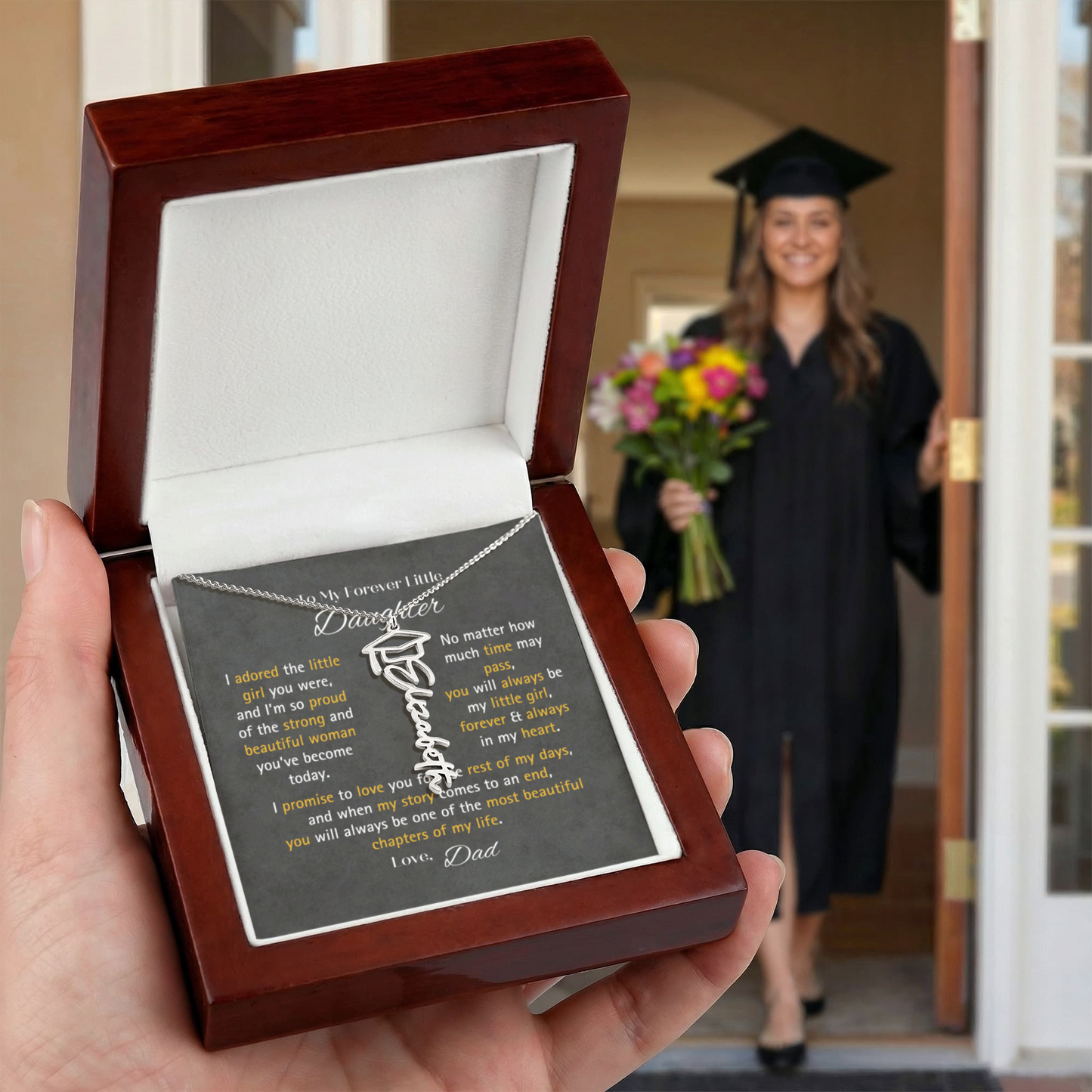 For Daughter Graduation Gift - You Will Always Be My Little Girl Graduation Necklace