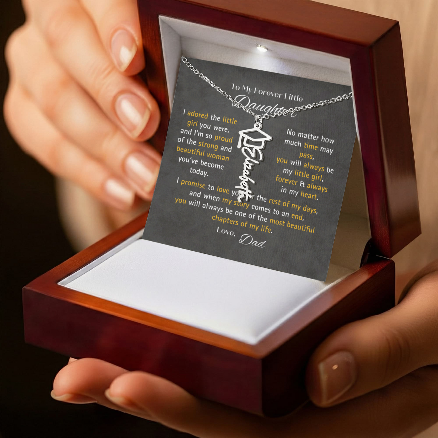 For Daughter Graduation Gift - You Will Always Be My Little Girl Graduation Necklace