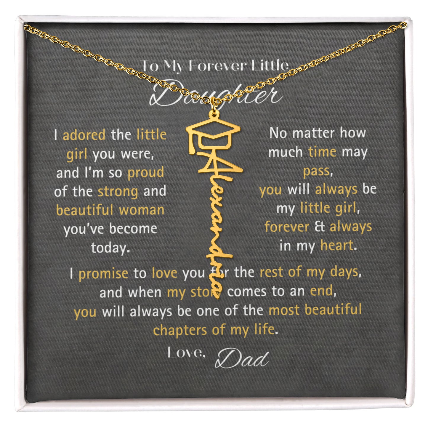 For Daughter Graduation Gift - You Will Always Be My Little Girl Graduation Necklace