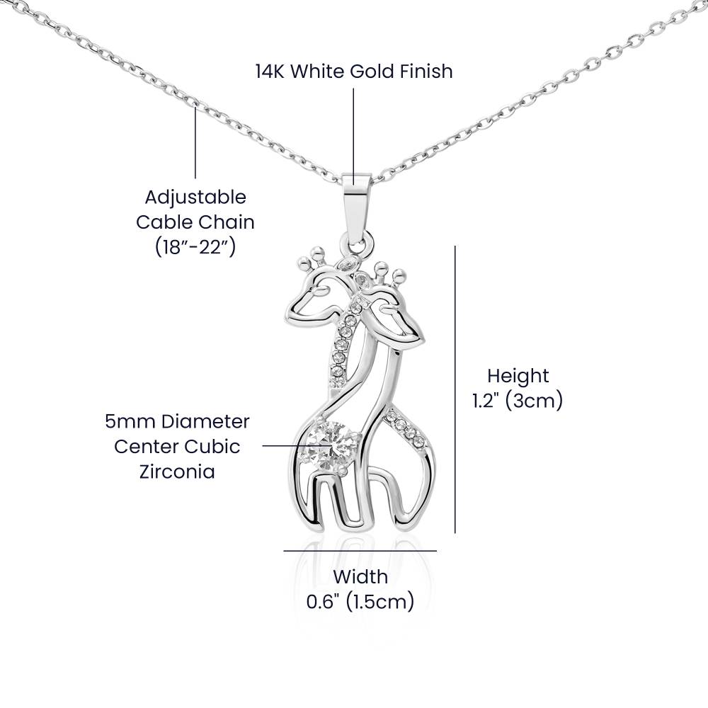 Granddaughter Gifraffe Necklace - Never Forget You Are Courageous, Tougher, Wiser and More Loved
