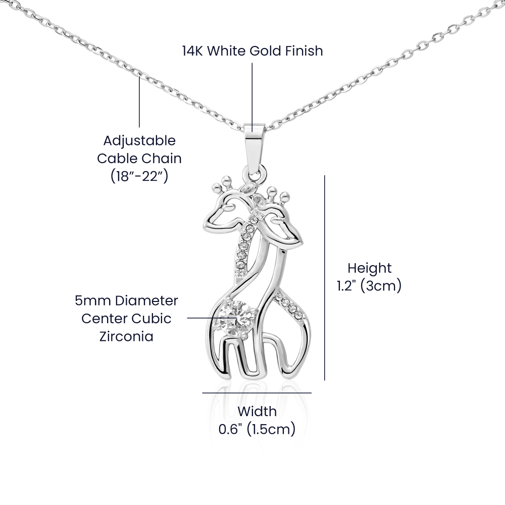 Giraffe Necklace Gift for Daughter – Meaningful Jewelry Gift for Her, Animal Necklace with Cubic Zirconia, Birthday Gift for Granddaughter, Unique Gift for Women