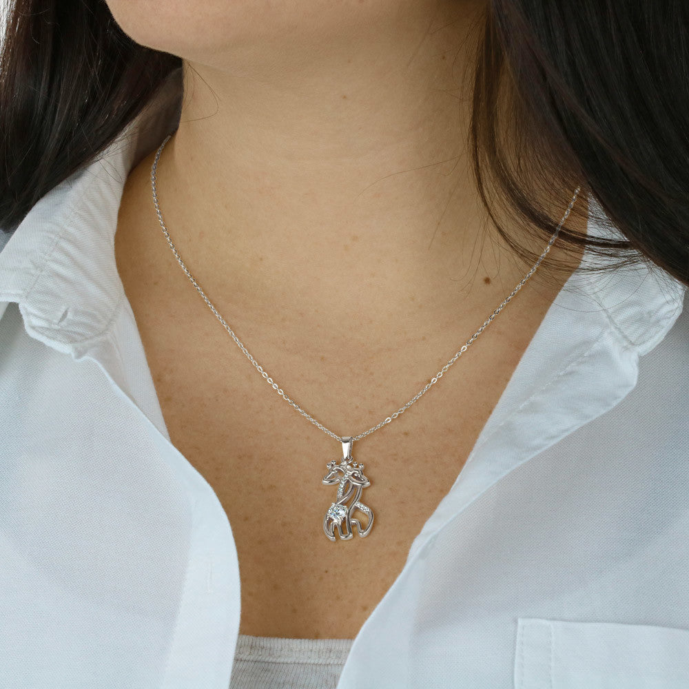 Giraffe Necklace Gift for Daughter – Meaningful Jewelry Gift for Her, Animal Necklace with Cubic Zirconia, Birthday Gift for Granddaughter, Unique Gift for Women
