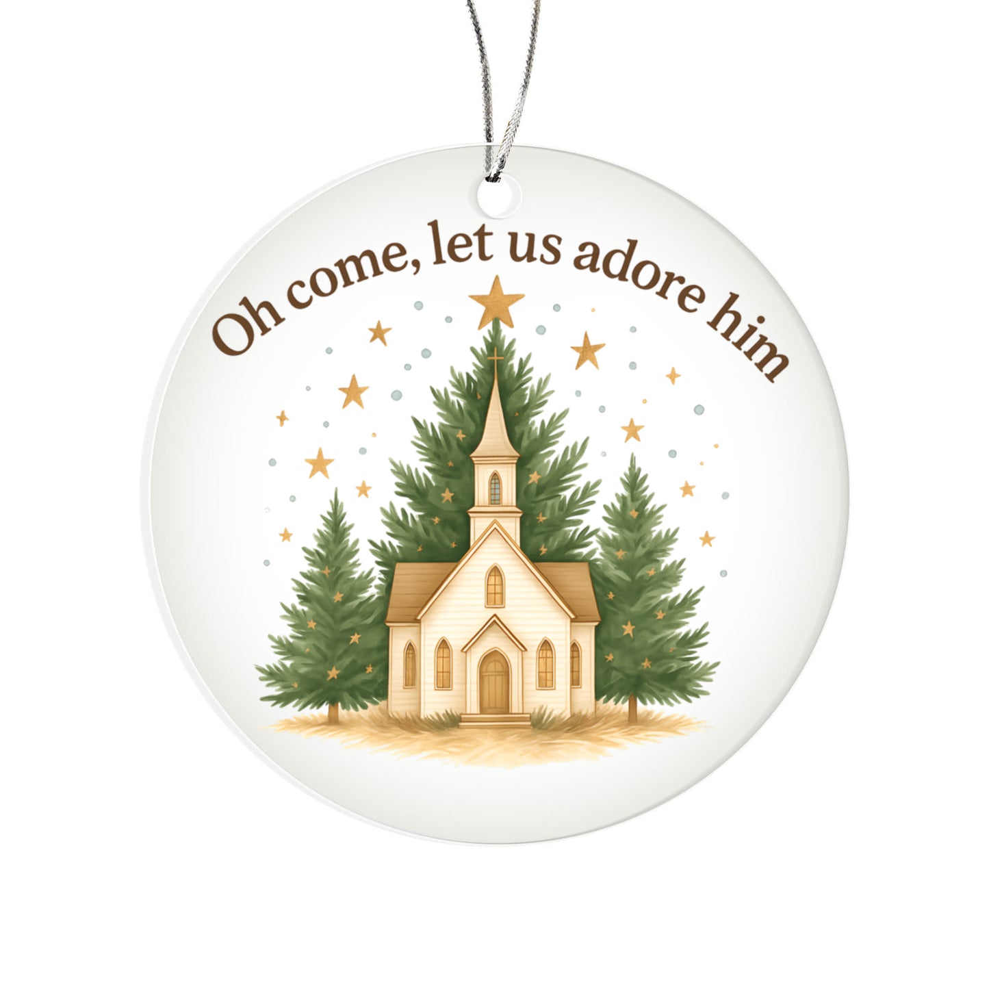 O Come, Let Us Adore Him - Christian Christmas Ornament