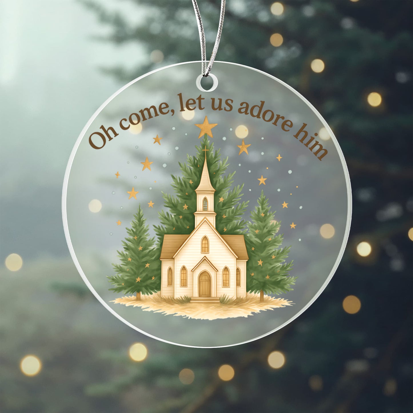 O Come, Let Us Adore Him - Christian Christmas Ornament