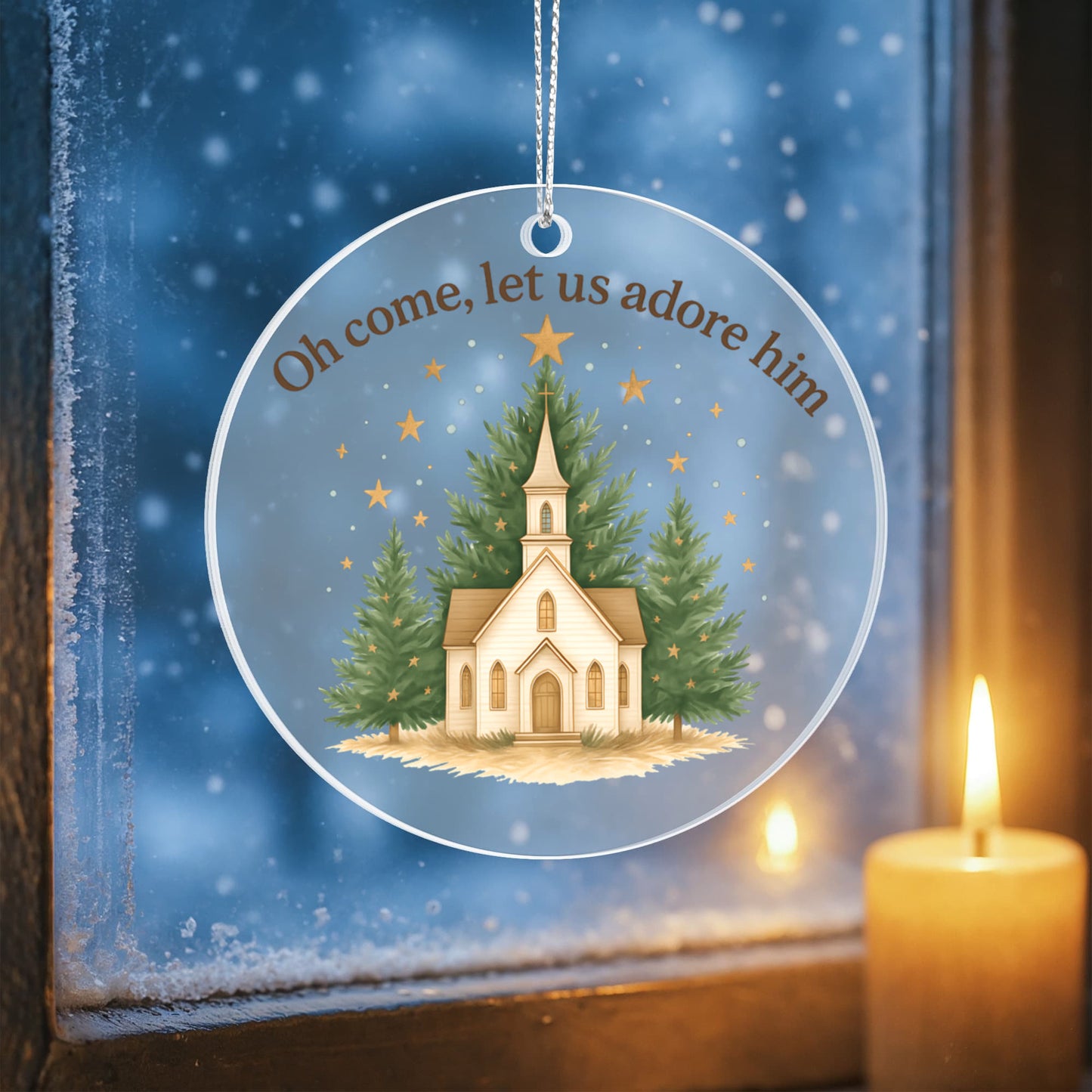 O Come, Let Us Adore Him - Christian Christmas Ornament