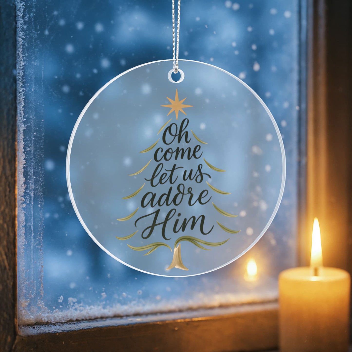 Oh Come Let Us Adore Him - Christian Christmas Ornament