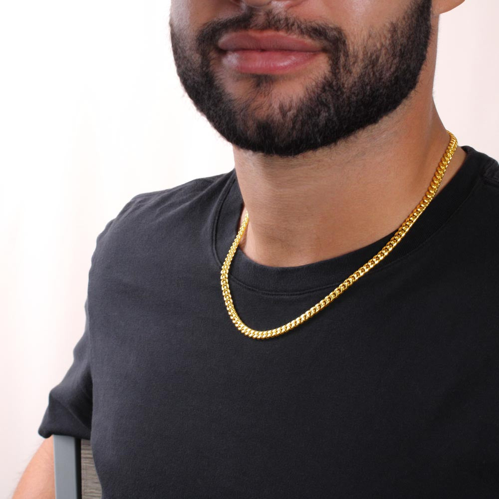 cuban chain link, message card jewelry, meaningful gift for son bonus son son in law