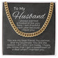 valentine's gifts for him, valentine's day gift for husband, message card jewelry, cuban link chain, gift for a husband on valentine's day, personalized valentine gifts for husband, fun valentine gifts for husband