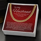 valentine's gifts for him, valentine's day gift for husband, message card jewelry, cuban link chain, gift for a husband on valentine's day, personalized valentine gifts for husband, fun valentine gifts for husband