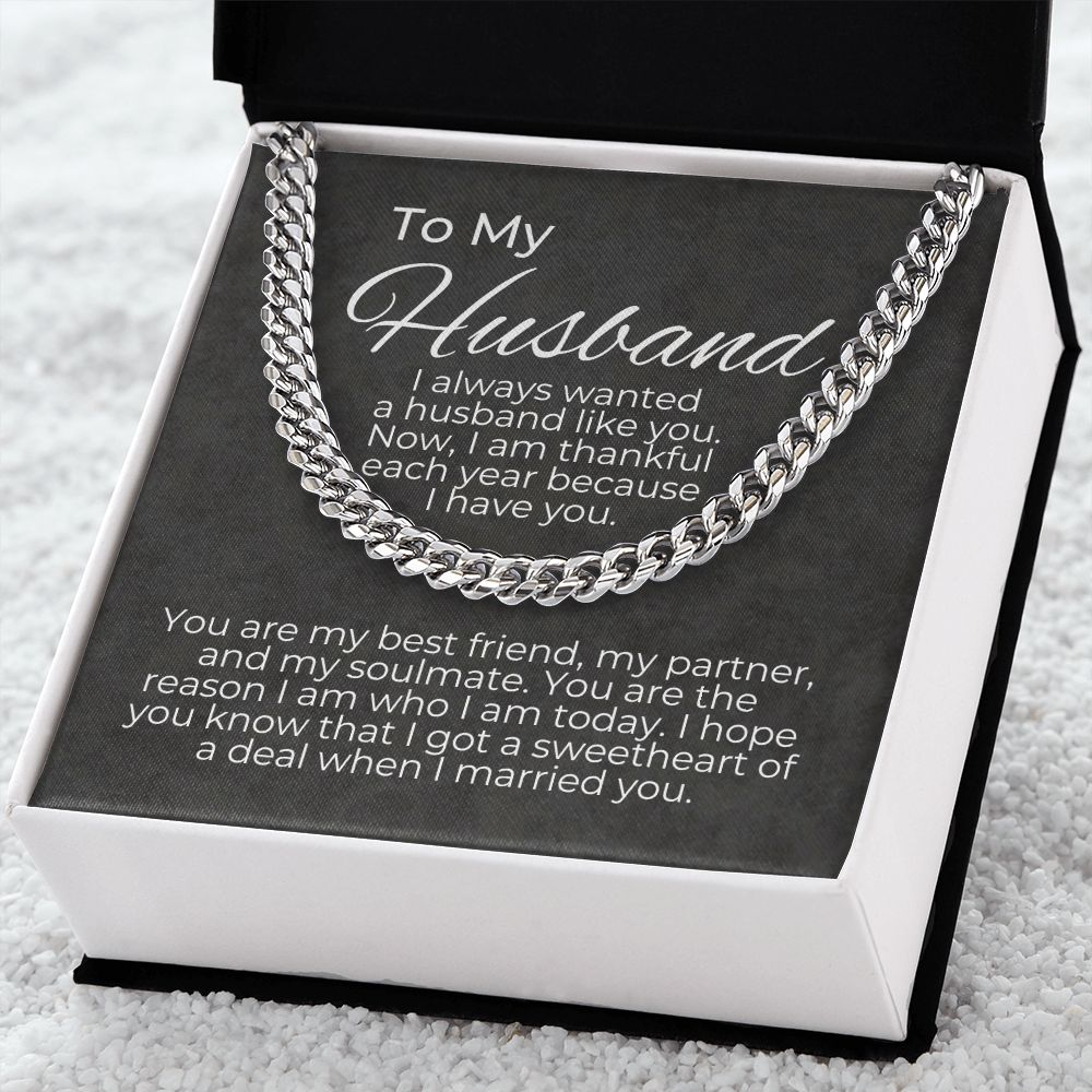 valentine's gifts for him, valentine's day gift for husband, message card jewelry, cuban link chain, gift for a husband on valentine's day, personalized valentine gifts for husband, fun valentine gifts for husband
