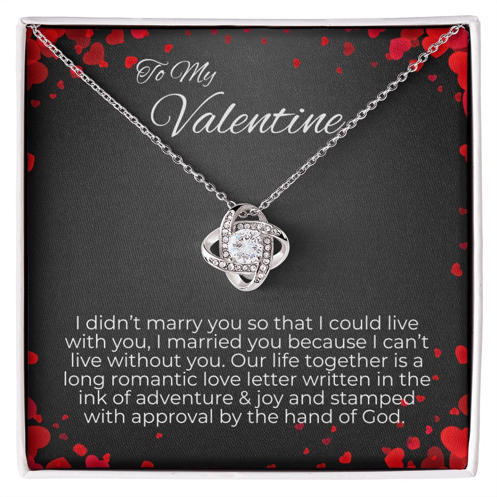 love knot necklace great gift for wife on valentine's day, necklace for wife, valentine gifts for wife, message card jewelry, jewelry valentines , valentine's day jewelry gifts