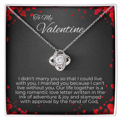 love knot necklace great gift for wife on valentine's day, necklace for wife, valentine gifts for wife, message card jewelry, jewelry valentines , valentine's day jewelry gifts