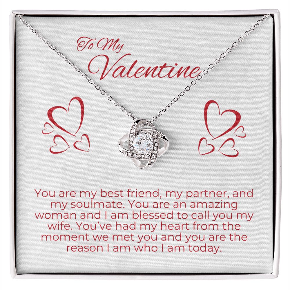 love knot necklace great gift for wife on valentine's day, necklace for wife, valentine gifts for wife, message card jewelry, jewelry valentines , valentine's day jewelry gifts