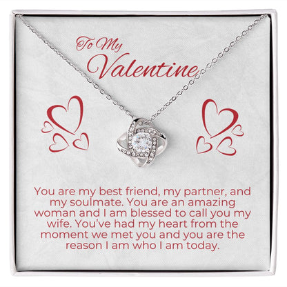 love knot necklace great gift for wife on valentine's day, necklace for wife, valentine gifts for wife, message card jewelry, jewelry valentines , valentine's day jewelry gifts