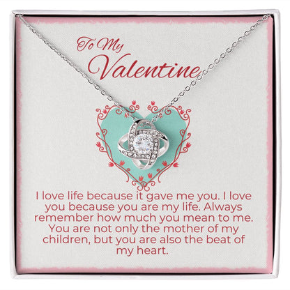 love knot necklace great gift for wife on valentine's day, necklace for wife, valentine gifts for wife, message card jewelry, jewelry valentines , valentine's day jewelry gifts
