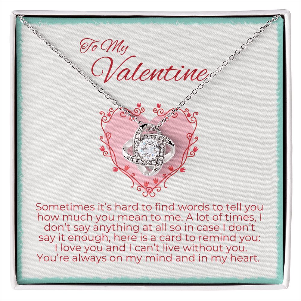 love knot necklace great gift for wife on valentine's day, necklace for wife, valentine gifts for wife, message card jewelry, jewelry valentines , valentine's day jewelry gifts