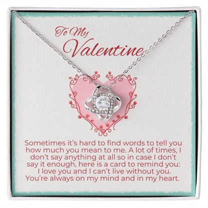 love knot necklace great gift for wife on valentine's day, necklace for wife, valentine gifts for wife, message card jewelry, jewelry valentines , valentine's day jewelry gifts