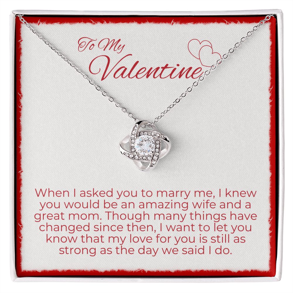love knot necklace great gift for wife on valentine's day, necklace for wife, valentine gifts for wife, message card jewelry, jewelry valentines , valentine's day jewelry gifts