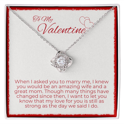 love knot necklace great gift for wife on valentine's day, necklace for wife, valentine gifts for wife, message card jewelry, jewelry valentines , valentine's day jewelry gifts