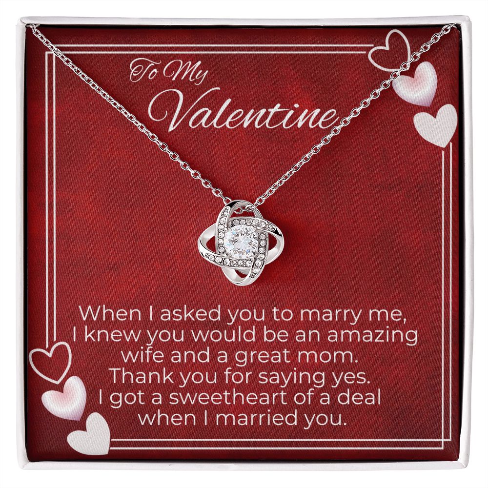 love knot necklace great gift for wife on valentine's day, necklace for wife, valentine gifts for wife, message card jewelry, jewelry valentines , valentine's day jewelry gifts