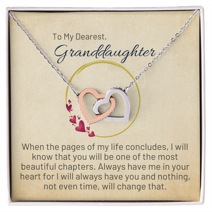 To Granddaughter - Beautiful Chapters Of My Life| Gold Interlocking Hearts