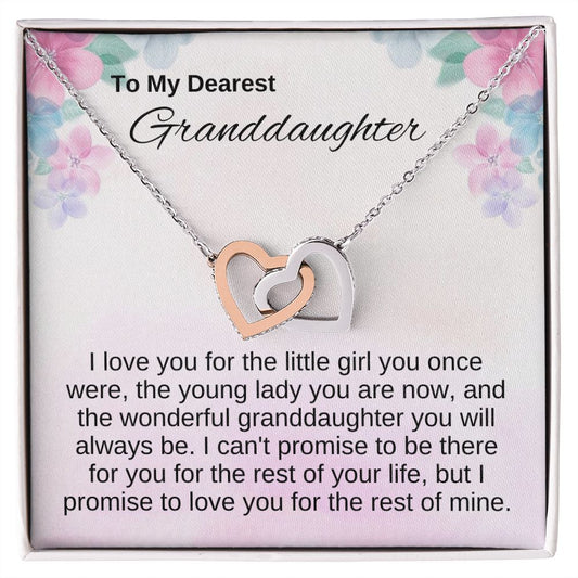 Granddaughter Gift - Interlocking Hearts Necklace - I Love You For The Little Girl You Once Were